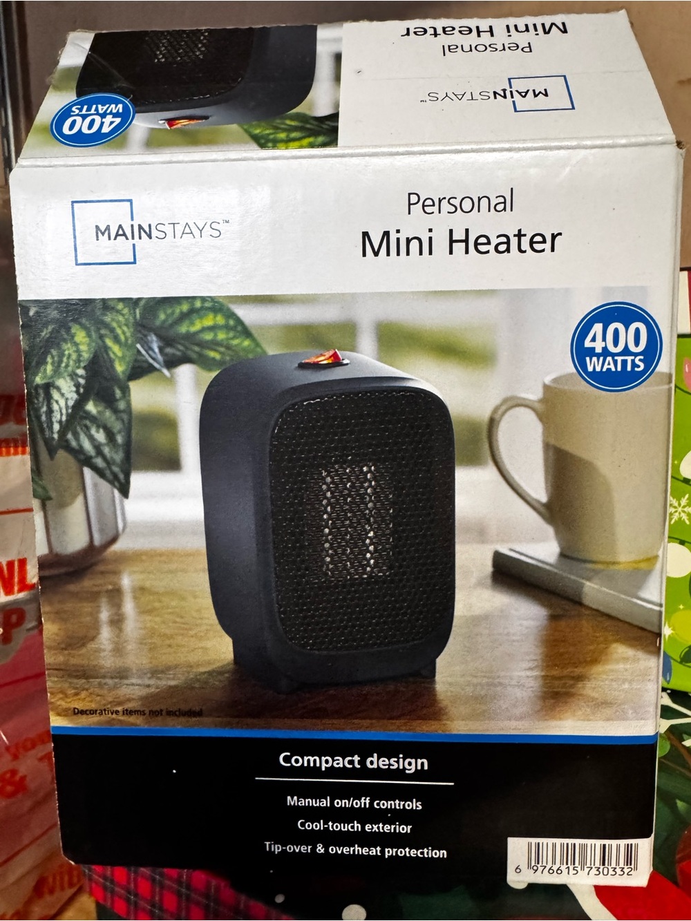 Mainstays Black Mini Personal Heater - 400W